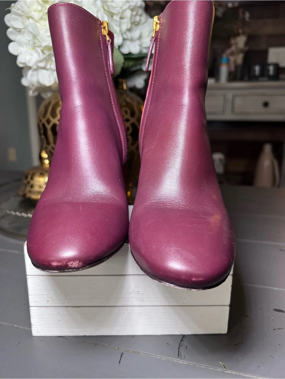 Tory Burch Brooke Two-Tone Block Heel Bootie Size 6